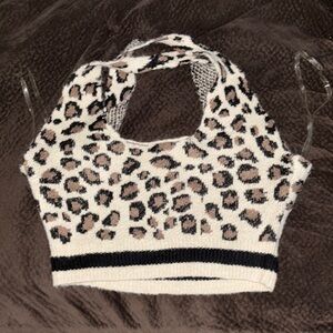 Leopard Print Knit Halter Top